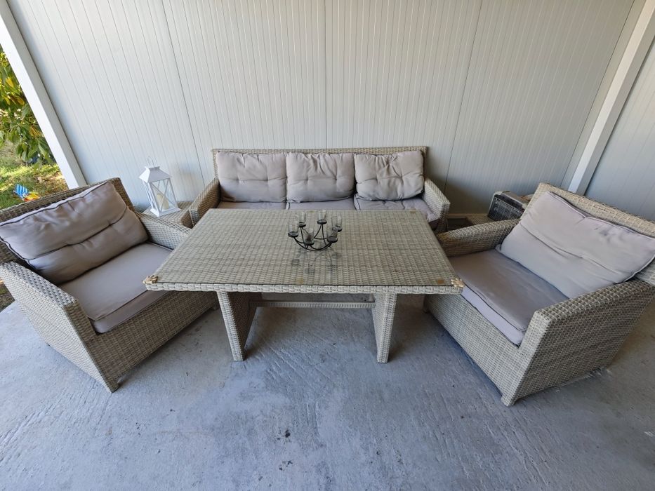 Mobilier terasa ratan masa 2 fotolii si 2 tabureti