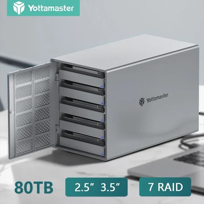 Кутия за твърд диск Yottamaster 5 Bay RAID , 5 x 16 TB 3.5/2.5