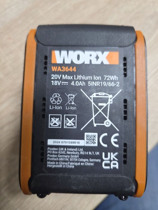 Acumulator Worx WA3644 20V PowerShare Pro 4Ah Li-Ion