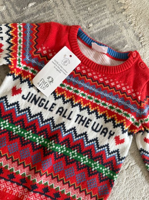 Ново Коледно ромпърче 9-12м.