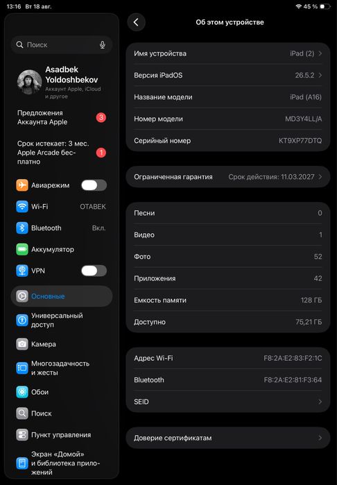 Ipad (A16) 128gb