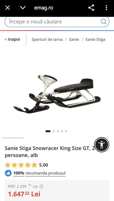 SANIE STIGA Snowrace Kink Size GT , 2 persoane,  alb