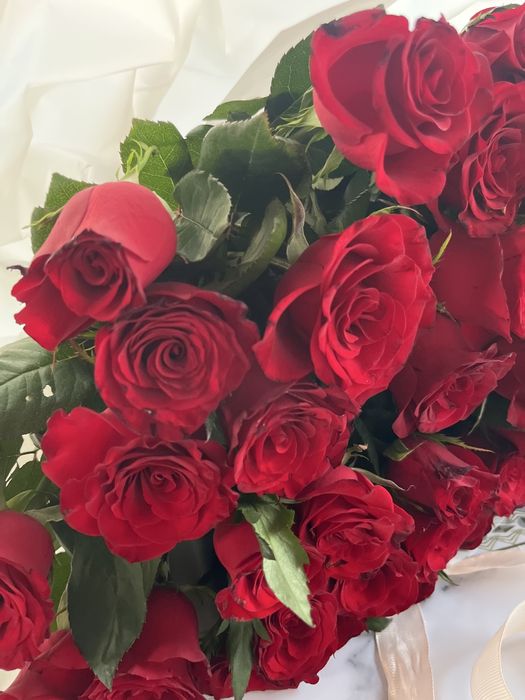 Цветы свежие 51 розы красные