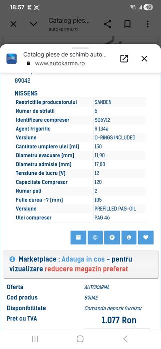 Compresor Nissens sd6v12