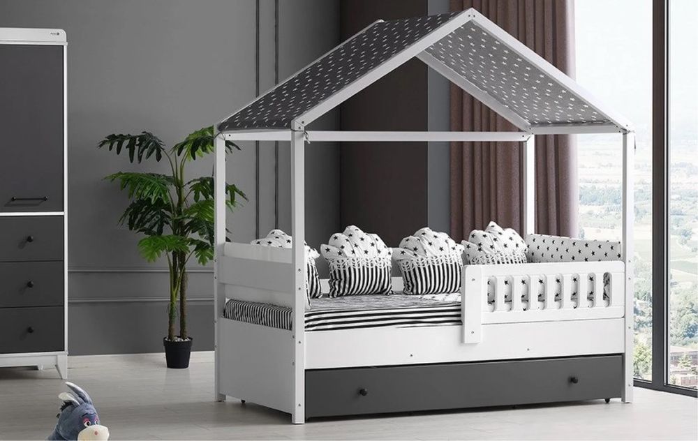 Монтесори легло с "Покрив" и чекмедже 200*100 cm. "Bianco "