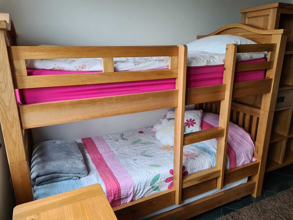 Двуетажно легло 3 в 1 Дъб Масив Внос UK