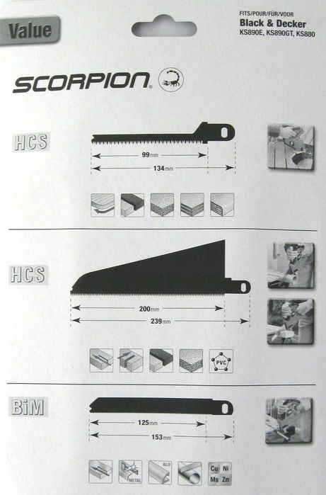 Комплект ножове Black & Decker X29991 за саблен трион
