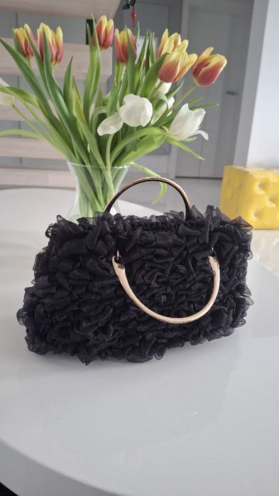 Geantă unicat hanmade panglica neagră
