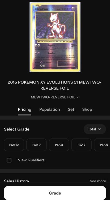 2016 Pokemon XY Evolutions 51 Mewtwo-Reverse Foil