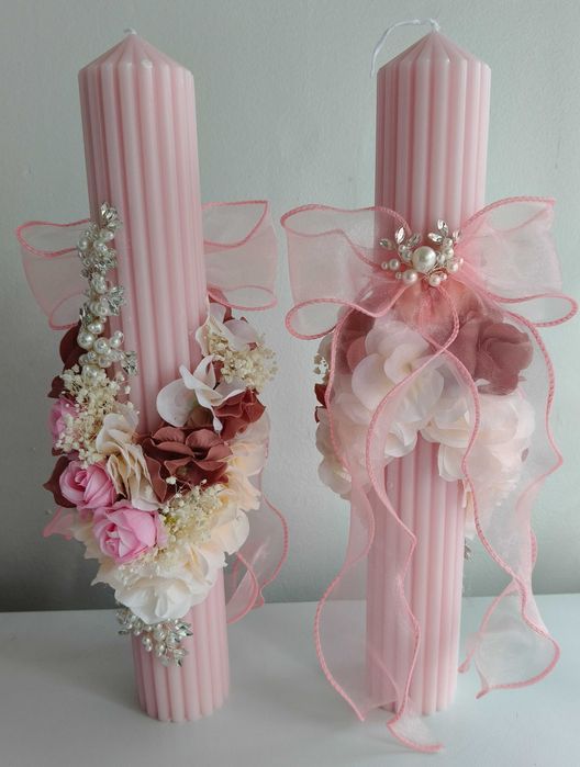 Lumânări nuntă/botez, buchete mireasă/nașă, cocarde , brățări de nuntă