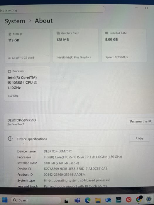 Laptop Windows Surface 7 Pro