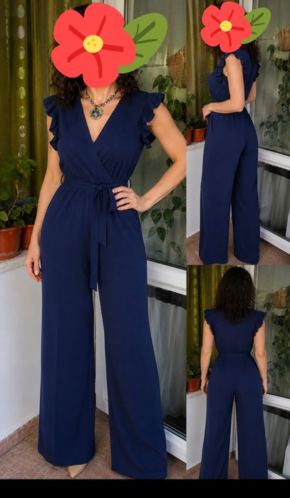 Salopetă elegantă bleumarin, mărime 40–42 (M/L)