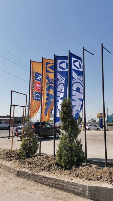 Флаги. Флагштоки. Брендовые флаги с каркасом. Bayroq.