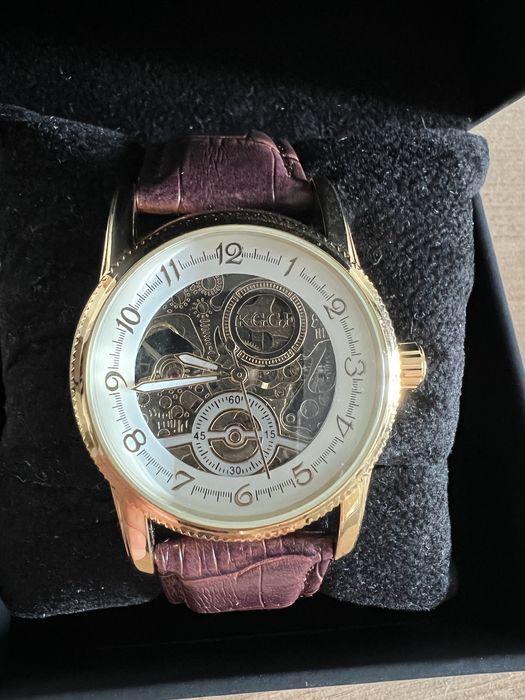 Ceas barbati tourbillon  (auriu/maro)