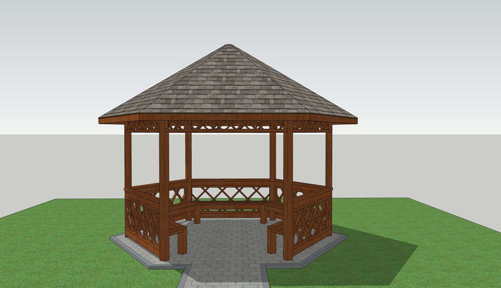 Шестигранная беседка 4х4 метра из клееного бруса