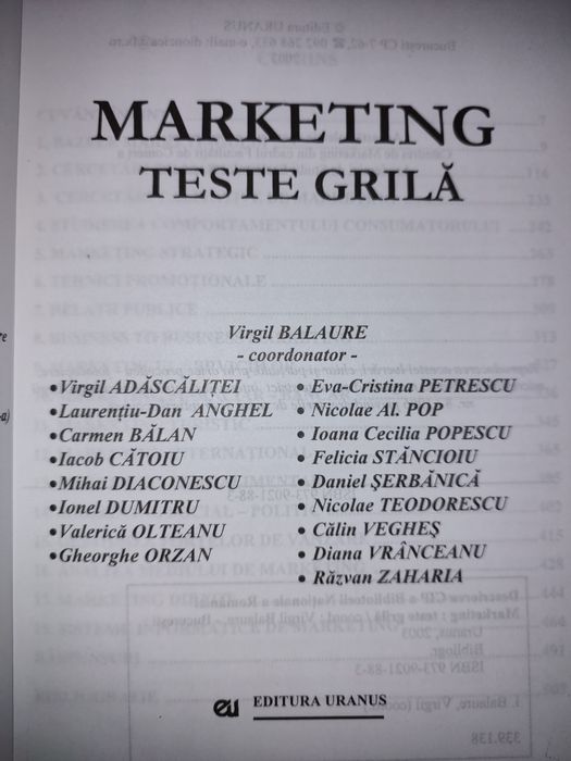 Marketing teste grilă, manual ASE nou.