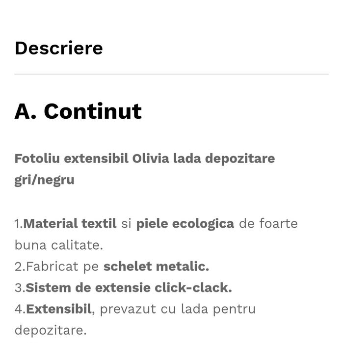 Fotoliu extensibil Olivia