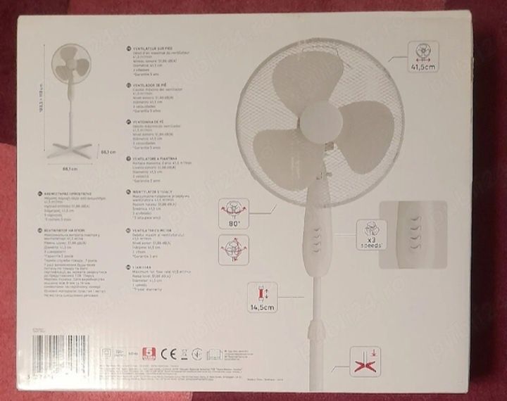 Ventilator NOU cu picior 2 modele 45W înălțime reglabilă, 3 trepte viteză, oscilație 90°