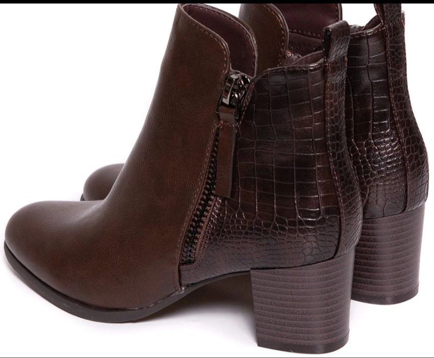 Botine dama Kames,  cafeniu, piele eco