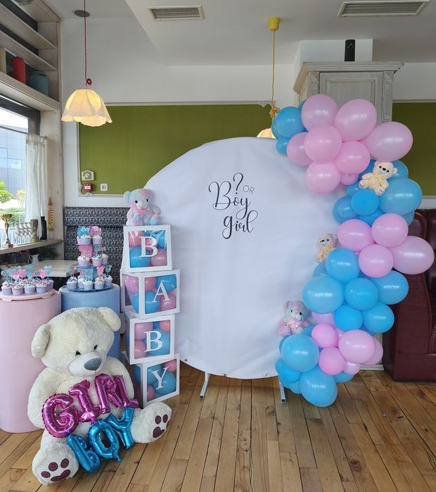 Украса  за джендър парти ,рожден ден,юбилей, погача и свето кръщение