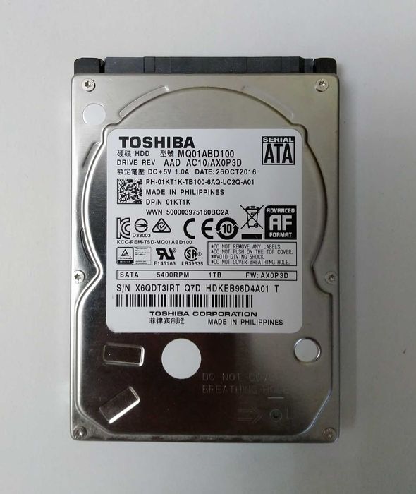 Toshiba 1 TB SATA3 (model MQ01ABD100V) pentru laptop - NOU!