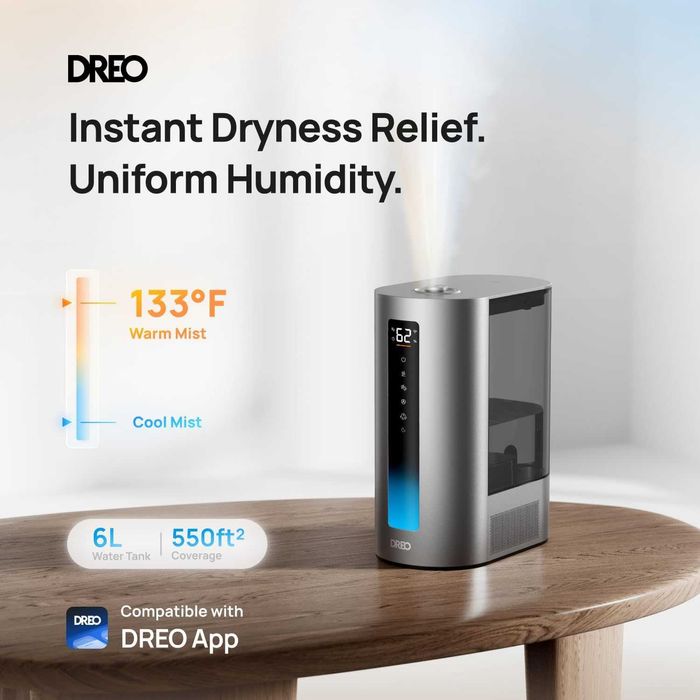 DREO 6L овлажнители за спалня, интелигентна топла и хладна мъгла