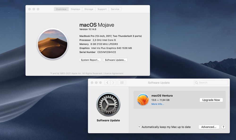 MacBook Pro 13" Model Mid 2017