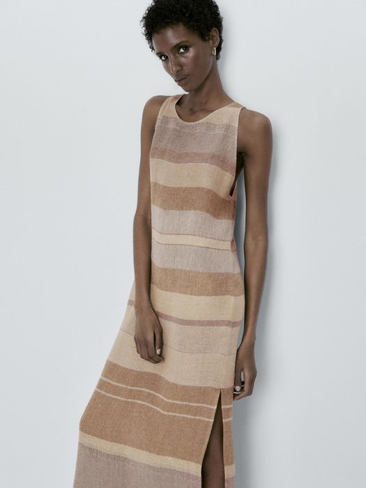 Rochie din in Massimo Dutti