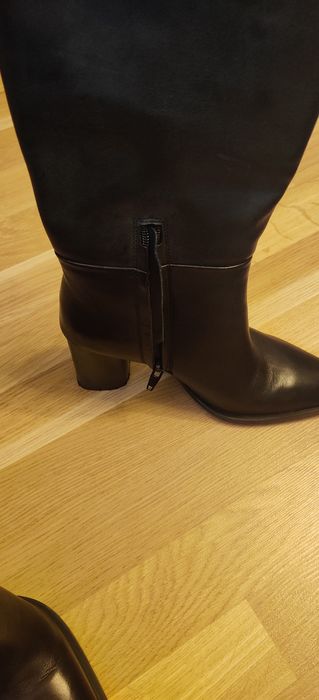 Cizme din piele naturala, brand Zara, negru, mărime 38