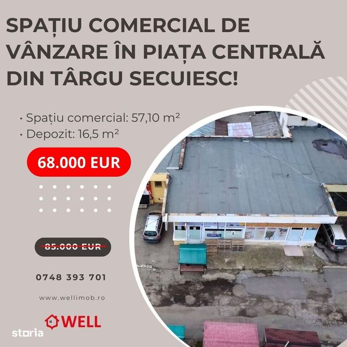 Spațiu comercial de vânzare în piața centrală din Târgu Secuiesc!