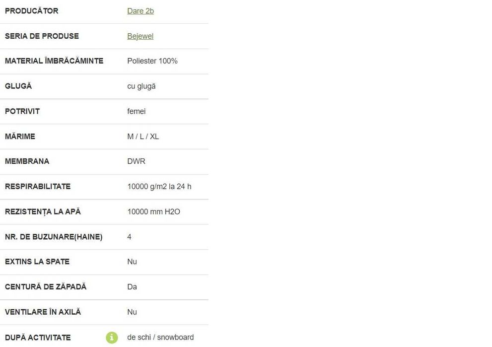 Geaca schi femei cristale SWAROVSKI -Dare 2b Bejewel 10/10 marimea XL