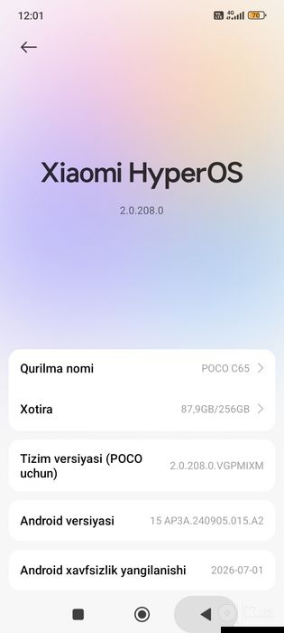 Poco c65 .  Ram 8+6. Xotirasi  256 rangi koʻk
