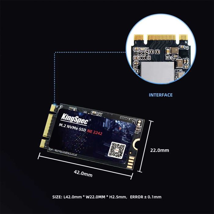 KingSpec 1TB NVME SSD M.2 B+M key 2242 PCIe for Laptop WWAN