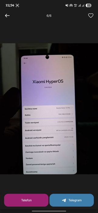 Redmi not 13 pro 8/256