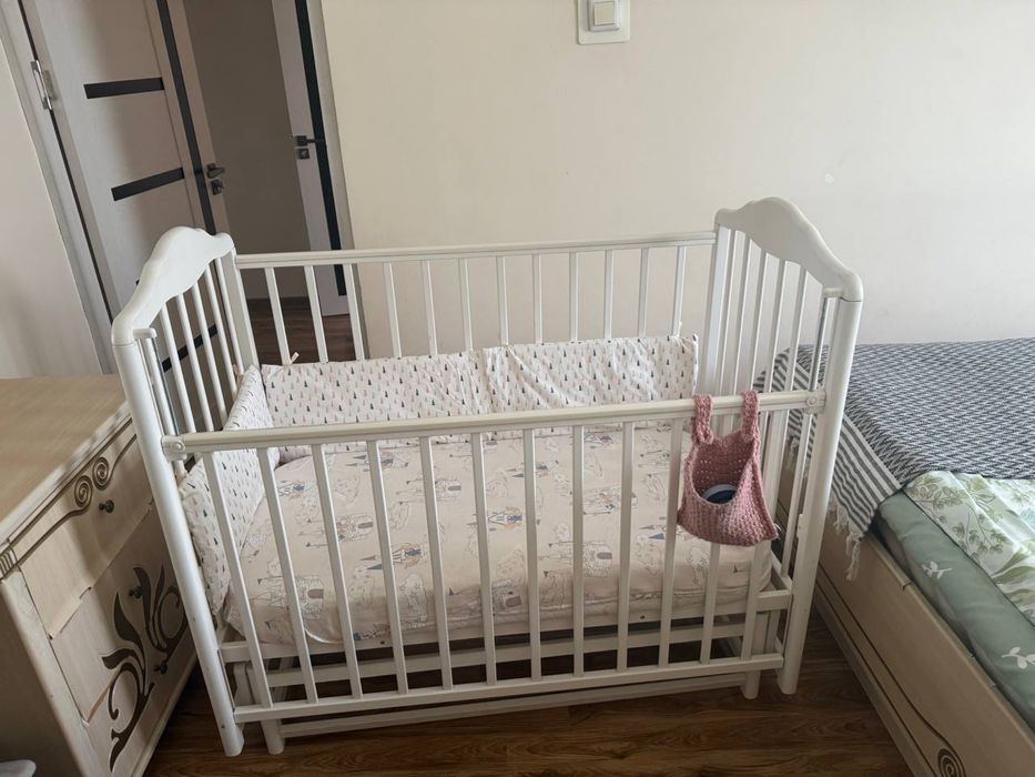 Детская кроватка из массива березы, с ортопедическим матрасом