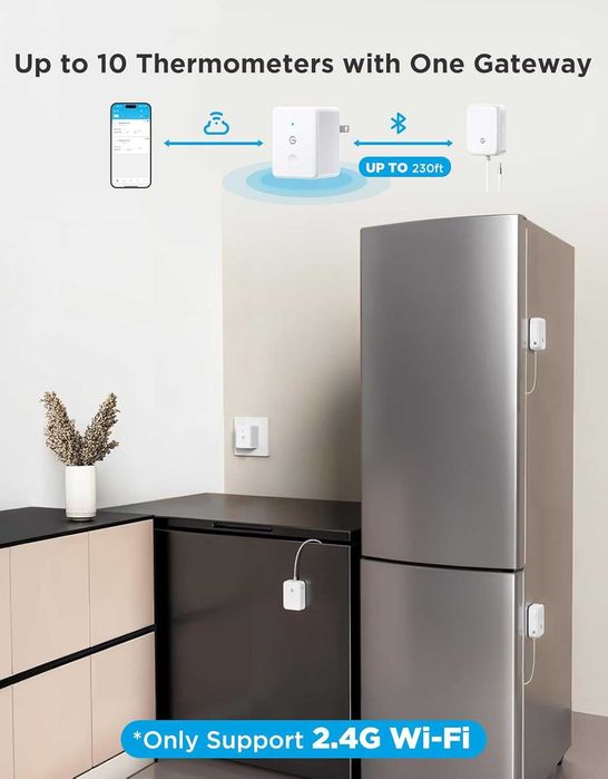 GoveeLife WiFi термометър за хладилник с аларма, безжичен цифров температурен уред за фризер