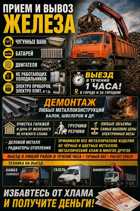 Приём Металла Вывоз Самовывоз Демонтаж  Батареи Ванны