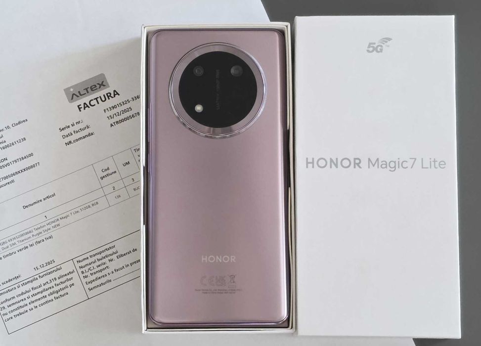 HONOR Magic7 Lite, 512GB, 8GB RAM, Purple, factura si garantie