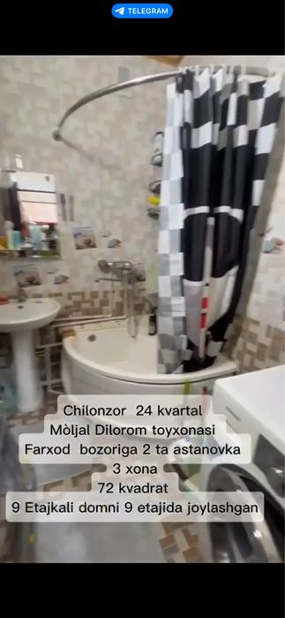 Chilonzor 24 kv 3/9/9/ 72 kvli uy Sotiladi