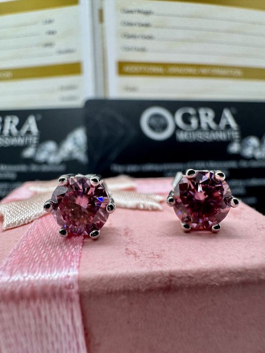 Сребърни обеци с мойсанит (Диамант) 1 карат