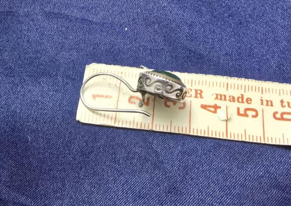 Set bijuterii din argint 925 cu calcedonie verde – cercei + pandantiv