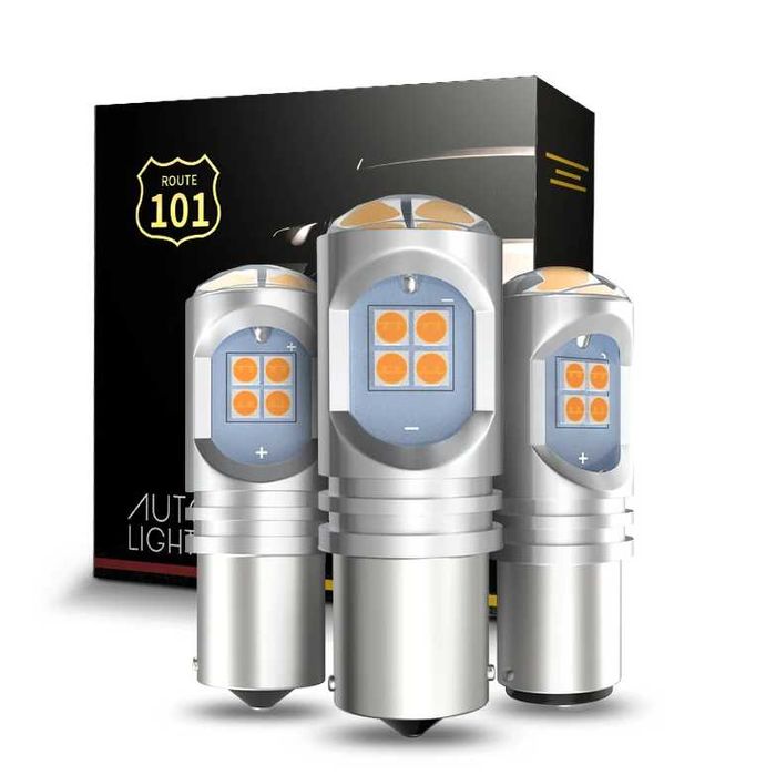 2бр LED крушки за мигач P21W с вградена лупа 12 диода.