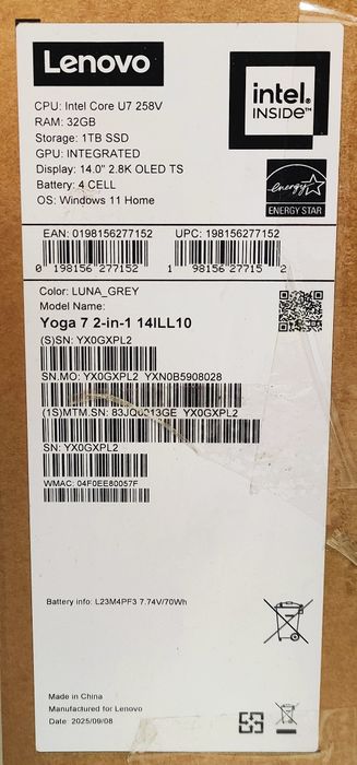 Laptop Lenovo Yoga 7,  2in1, touch screen, Tableta