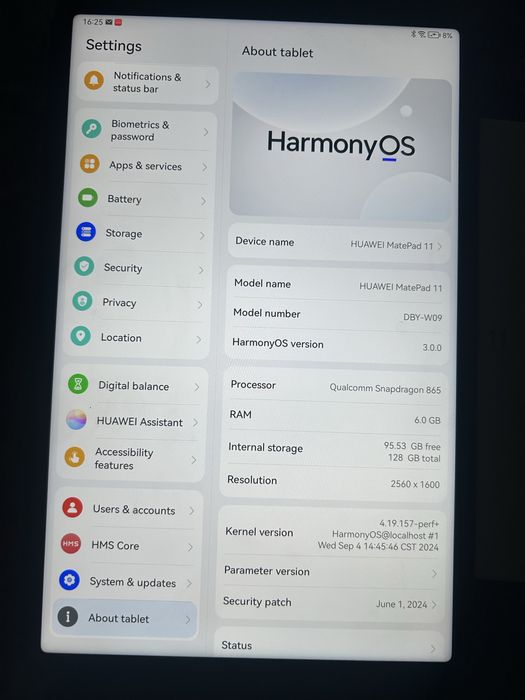 tableta huawei mate pad 11, 128GB, 6GB ram