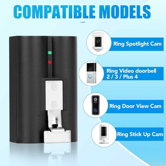 7200mAh 2 броя акумулаторни батерии за Ring и зарядно с LED дисплей