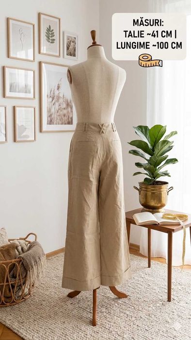 Pantaloni Wide-Leg Urban Outfitters - Bej Natural | Arată Impecabil!