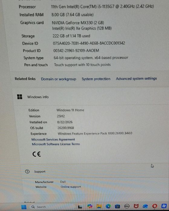 Dell Inspiron 5400 AIO-i5-1135G7,8GB RAM,NVIDIA MX330 2GB,SSD 1TB,Touch