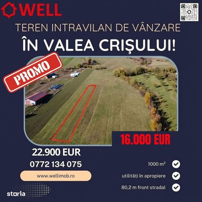 Teren intravilan de vânzare în Valea Crișului!