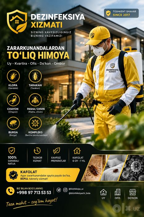 dezinfeksiyachi klopa uchun xizmat