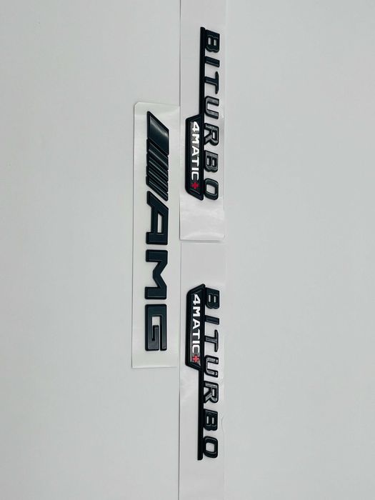 Set Embleme Compatibile Mercedes biturbo 4matic+ AMG negru